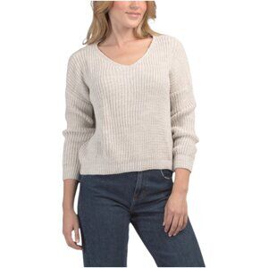 VENTI Made In Italy Ribbed V-neck Sweater